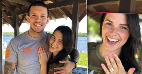 JavI Marroquin and Lauren Comeau Smiling and Showing Engagement Ring