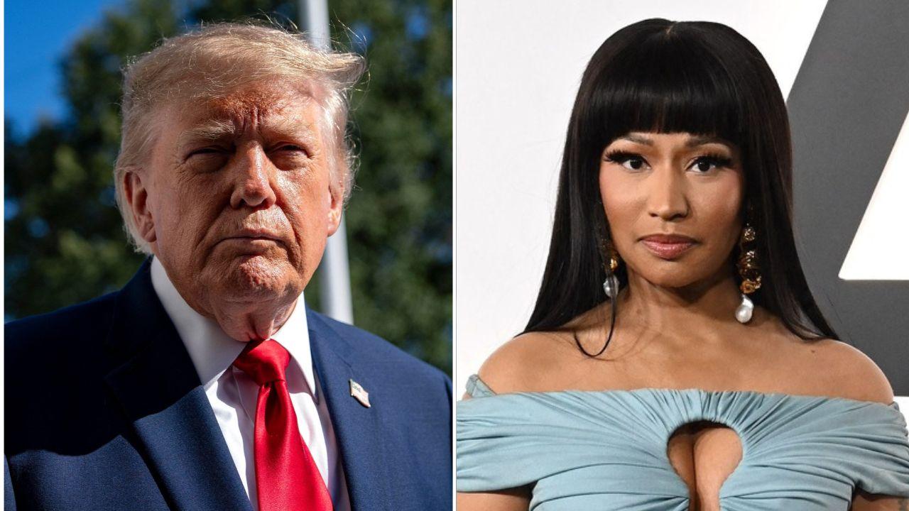 split image of Donald Trump and Nicki Minaj