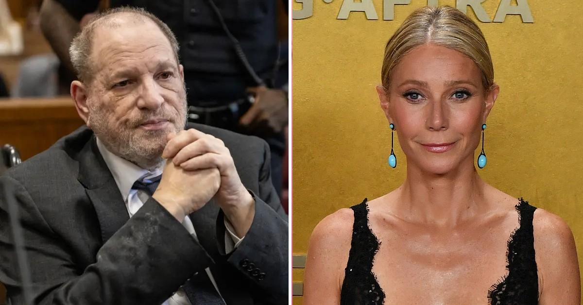 Split photo of Gwyneth Paltrow and Harvey Weinstein