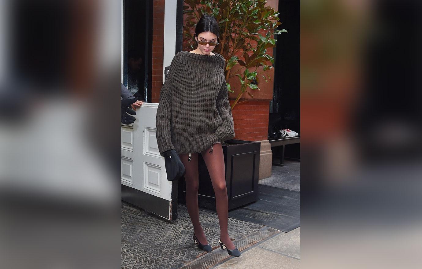 Kendall Jenner Wears Maxi Sweater Without Pants