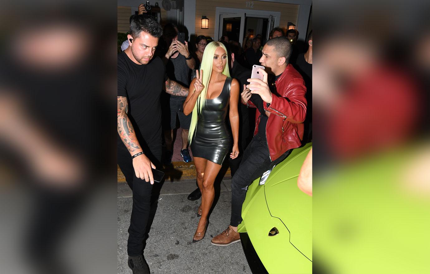 Kim Kardashian Latex Dress Yellow Wig