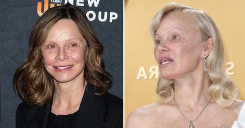 Split photo of Calista Flockhart, Pamela Anderson