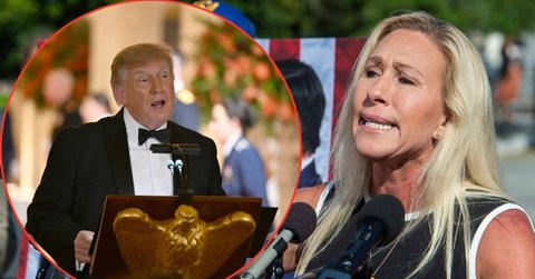 Split image of Donald Trump and Marjorie Taylor Greene