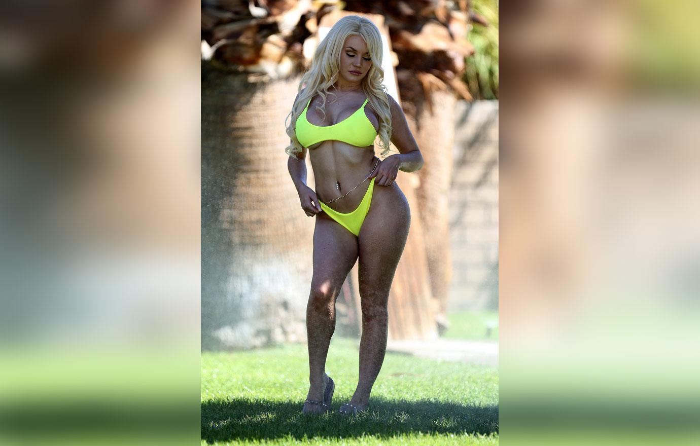 Courtney Stodden Underboob Neon Bikini