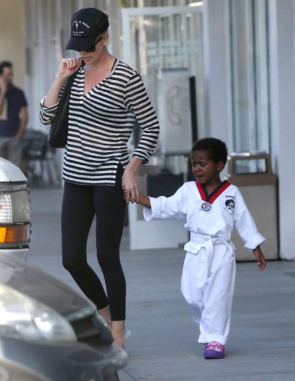 Charlize Theron & Son Jackson Karate Class