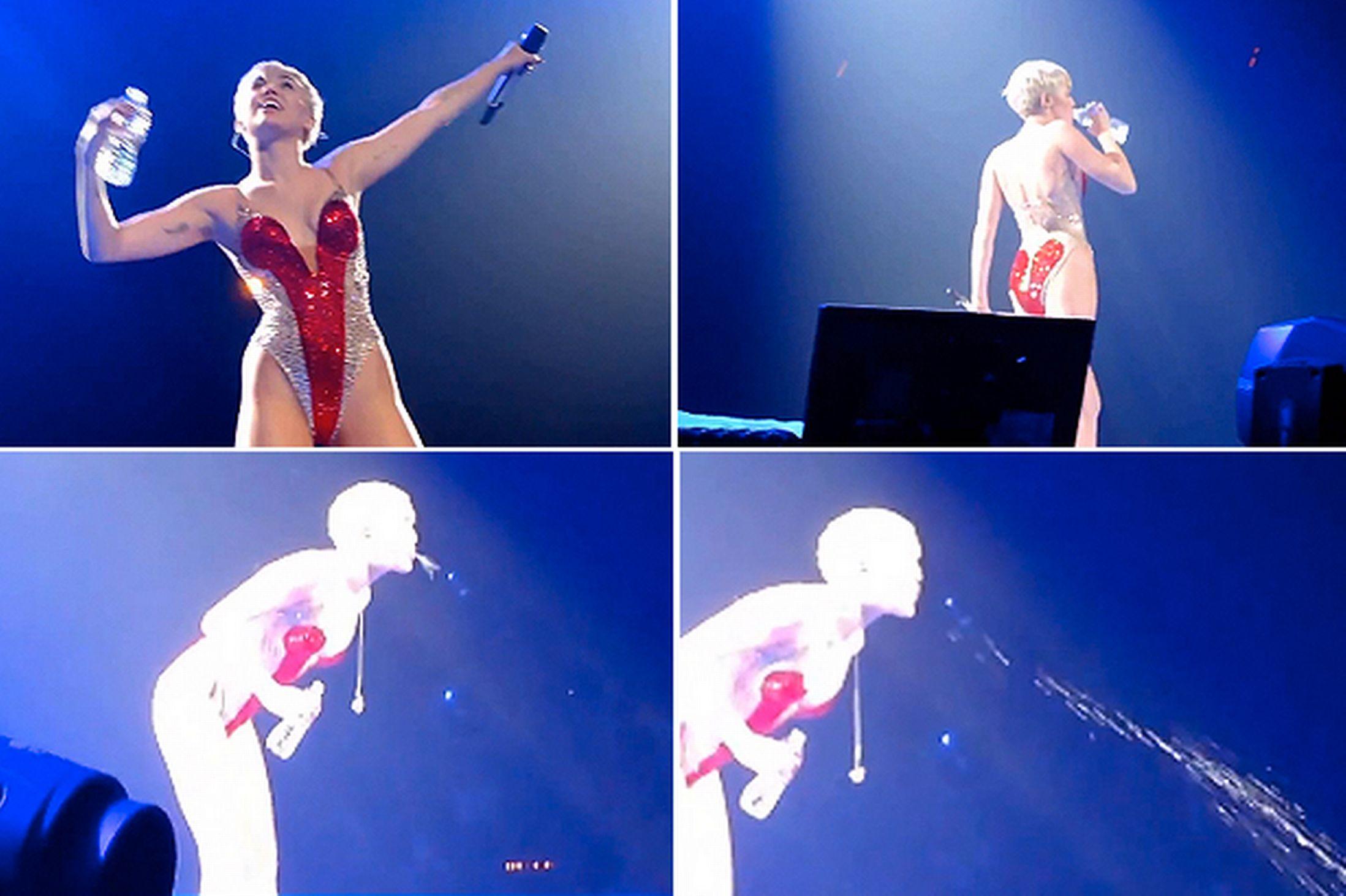 Spitting On Stage Miley Cyrus Craziest Secrets Scandals Slideshow