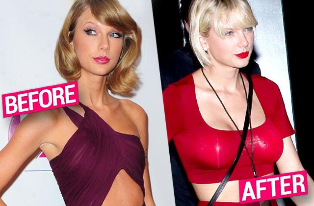 Click through 10 photos of Taylor Swift's ample cleavage as top plasti...