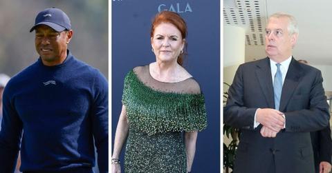 Split photos of Tiger Woods, Sarah Ferguson and Prince Andrew
