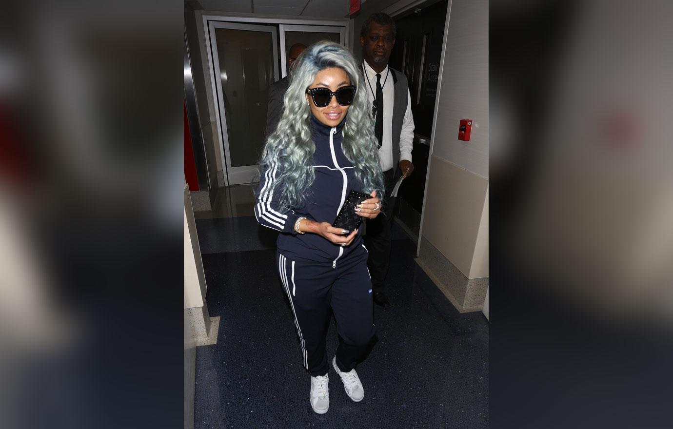 Blac Chyna Sports Blue Hair At LAX Airport