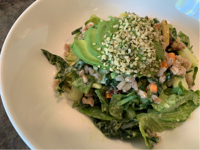 Dr. Igor’s Superfood Salad tossed in Turmeric Green Goddess Dressing Recipe 