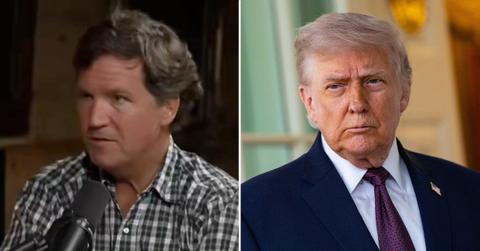 split image of Tucker Carlson and Donald Trump