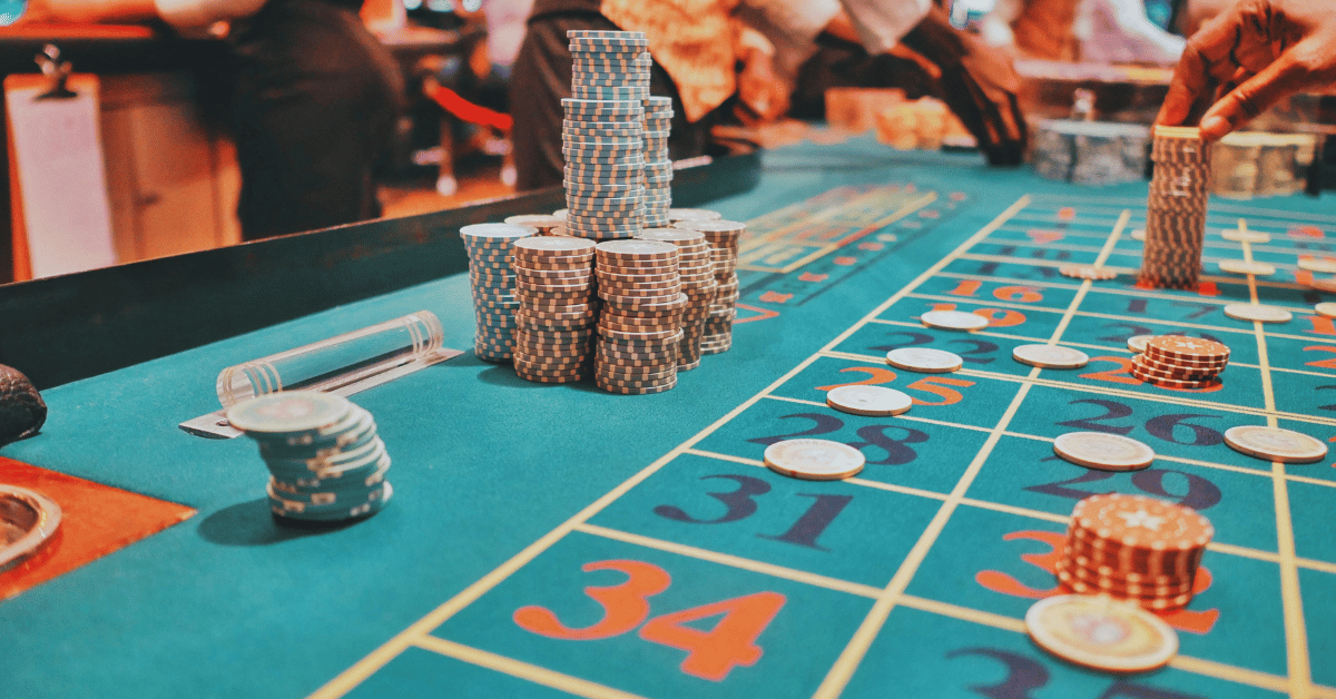 Composite photo of casino table.