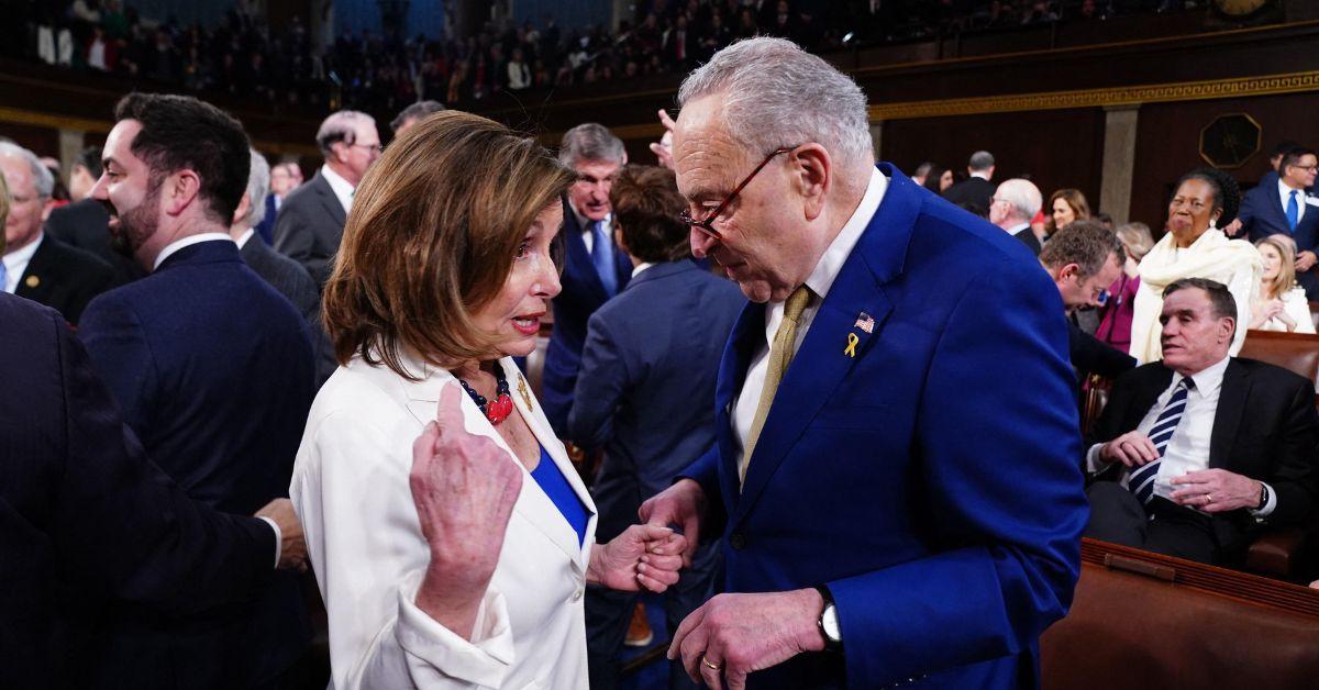 Nancy Pelosi and Chuck Schumer at Joe Biden's State of the Union address