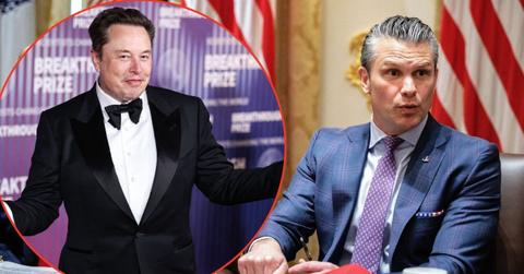 Split image of Elon Musk and Pete Hegseth