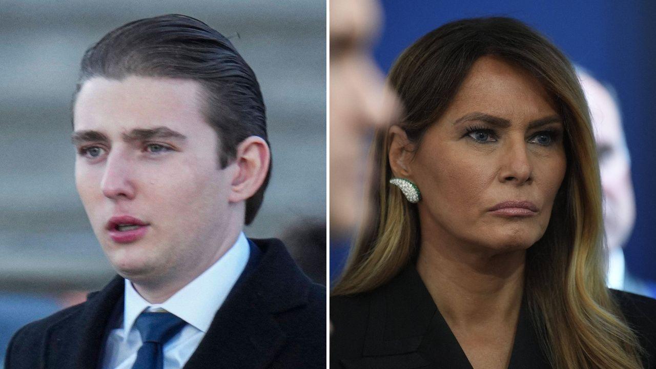 split image of Barron Trump and Melania Trump