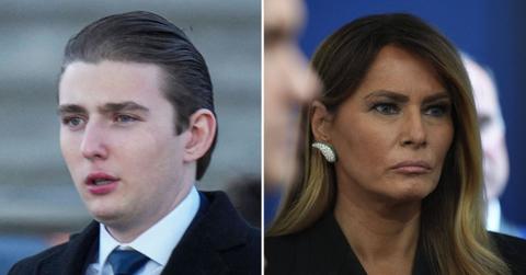 split image of Barron Trump and Melania Trump
