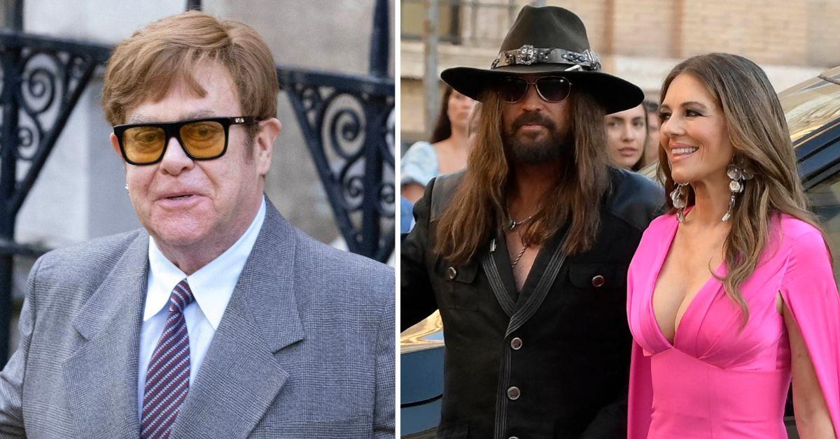Photo of Elton John, Billy Ray Cyrus and Elizabeth Hurley