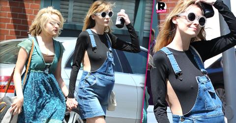 Jaime King Baby Bump Overalls Nip Slip