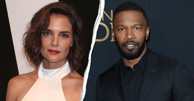 Left, Katie Holmes attends Alice + Olivia by Stacey Bendet. Right, Jamie Foxx 'Robin Hood' film premiere.