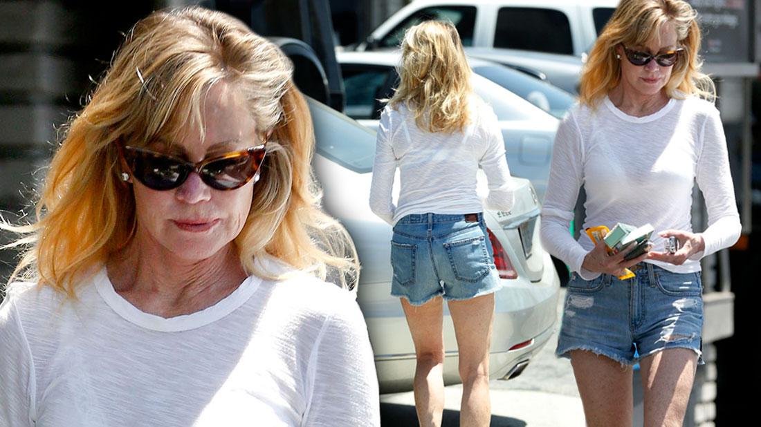 Melanie Griffith steps out in some daisy duke jean shorts