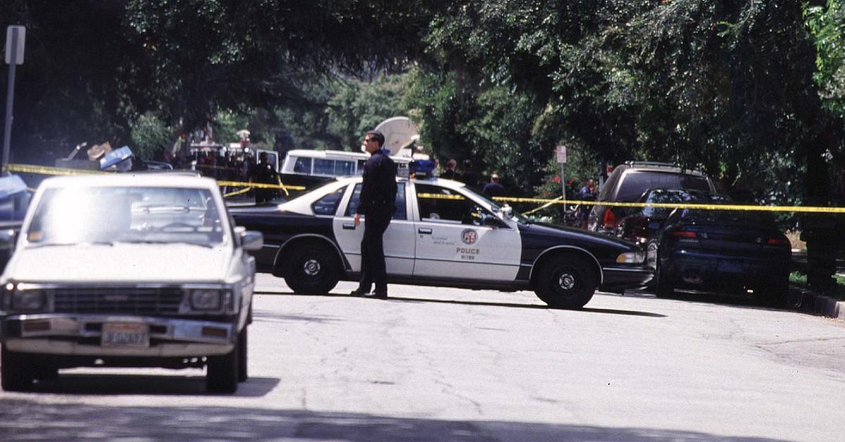 Outside of the Hartman's home in Encino, California.