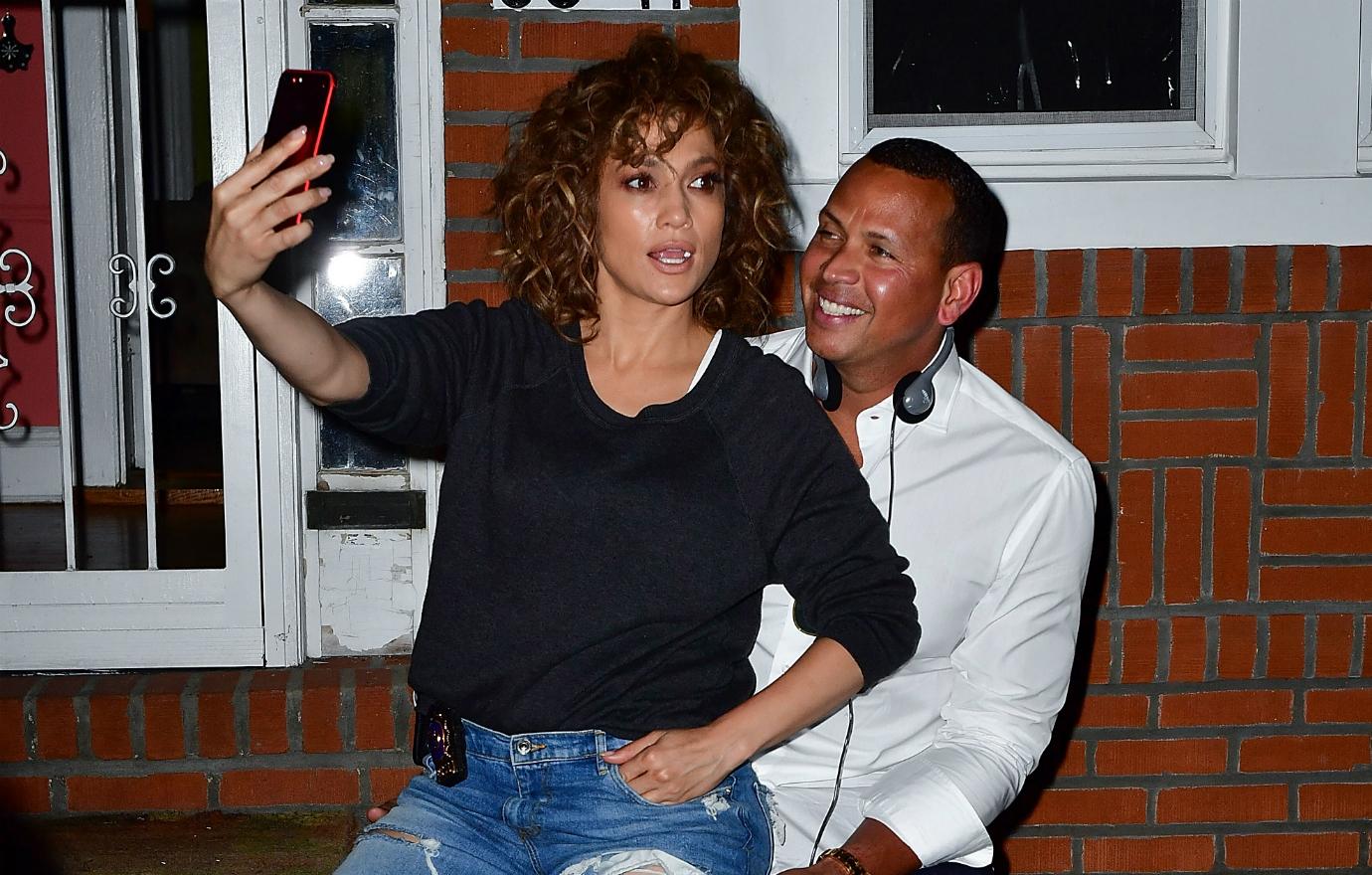 Jennifer Lopez and Alex Rodriguez seen on location for 'Shades of Blue' in Queens on August 23, 2017 in New York City.