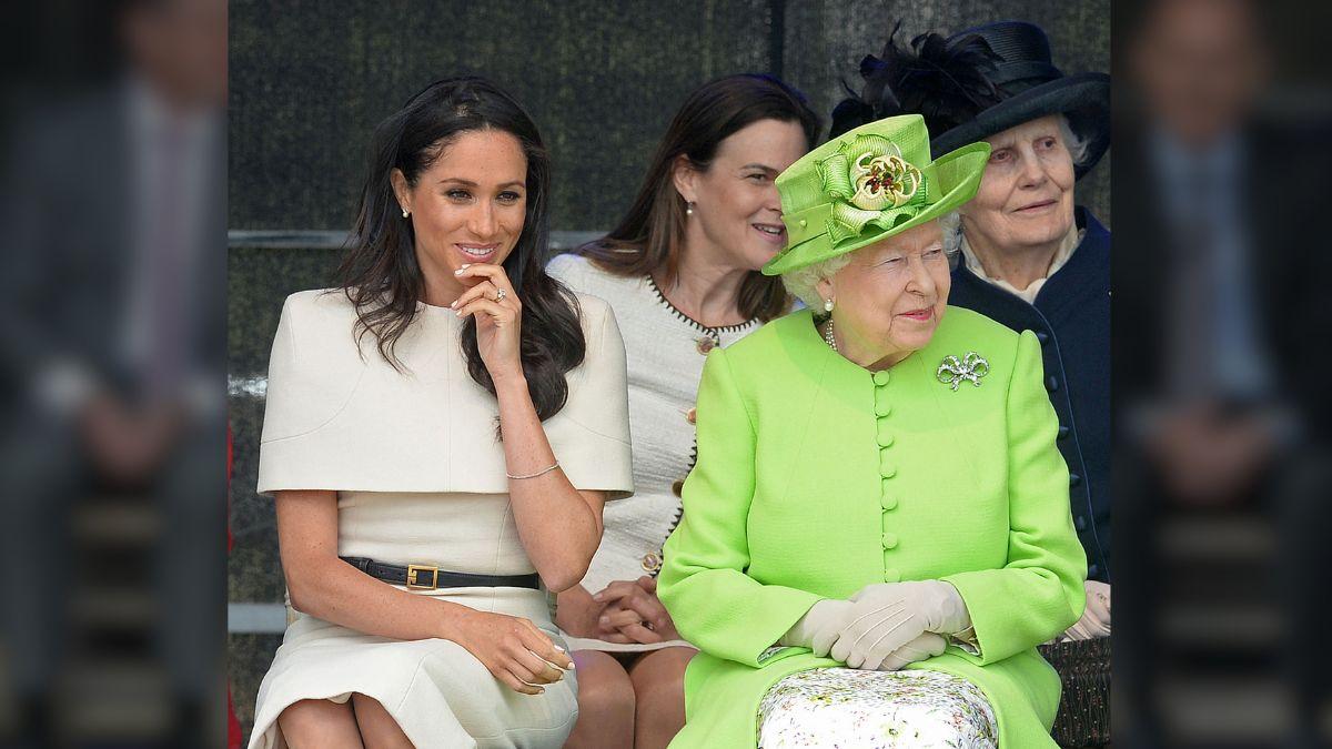 Phot of Queen Elizabeth and Meghan Markle