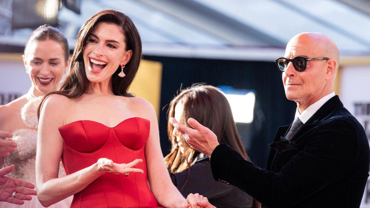 Photo of Anne Hathaway and Stanley Tucci