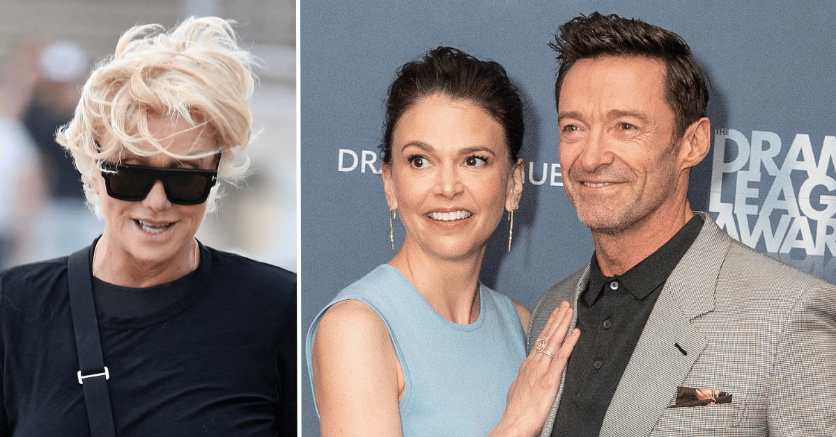 Split photo of Deborra-Lee Furness, Sutton Foster and Hugh Jackman