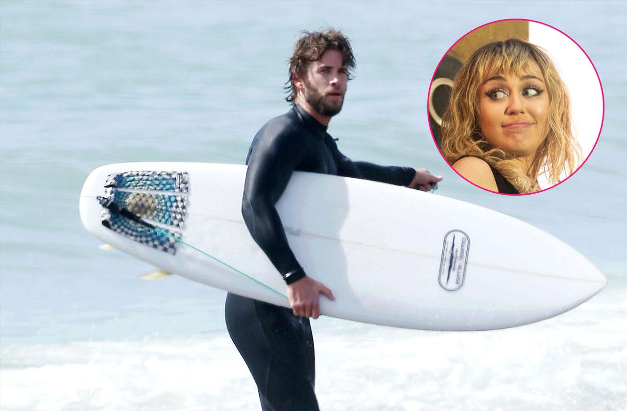 Liam Hemsworth out and about, Los Angeles.Liam Hemsworth out and about, Los Angeles. Inset, Miley Cyrus.