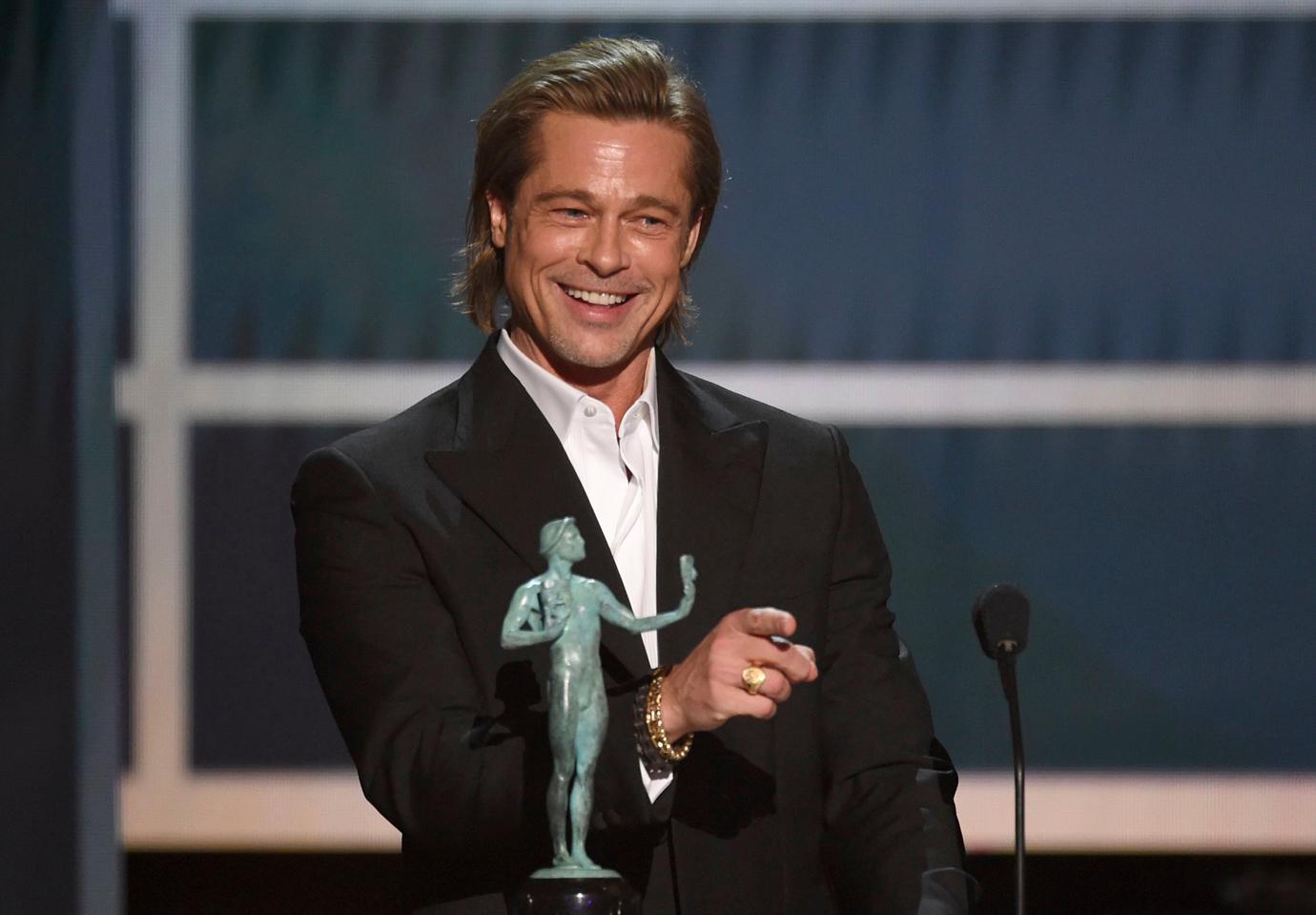 Brad Pitt Cracks Jokes About Jen & Angie Divorces At SAG Awards