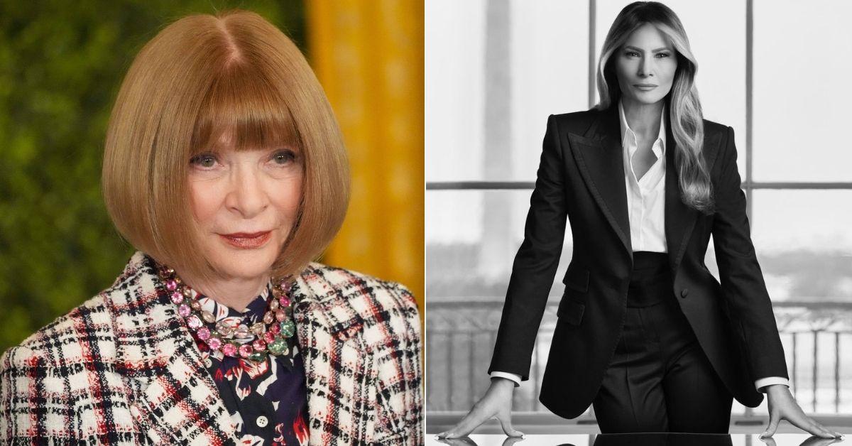 Split photo of Anna Wintour and Melania Trump