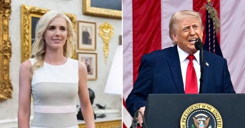A photo of Natalie Harp alongside a photo of Donald Trump
