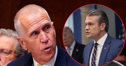 Split image of Thom Tillis and Pete Hegseth