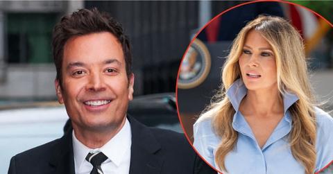 Split image of Jimmy Fallon and Melania Trump