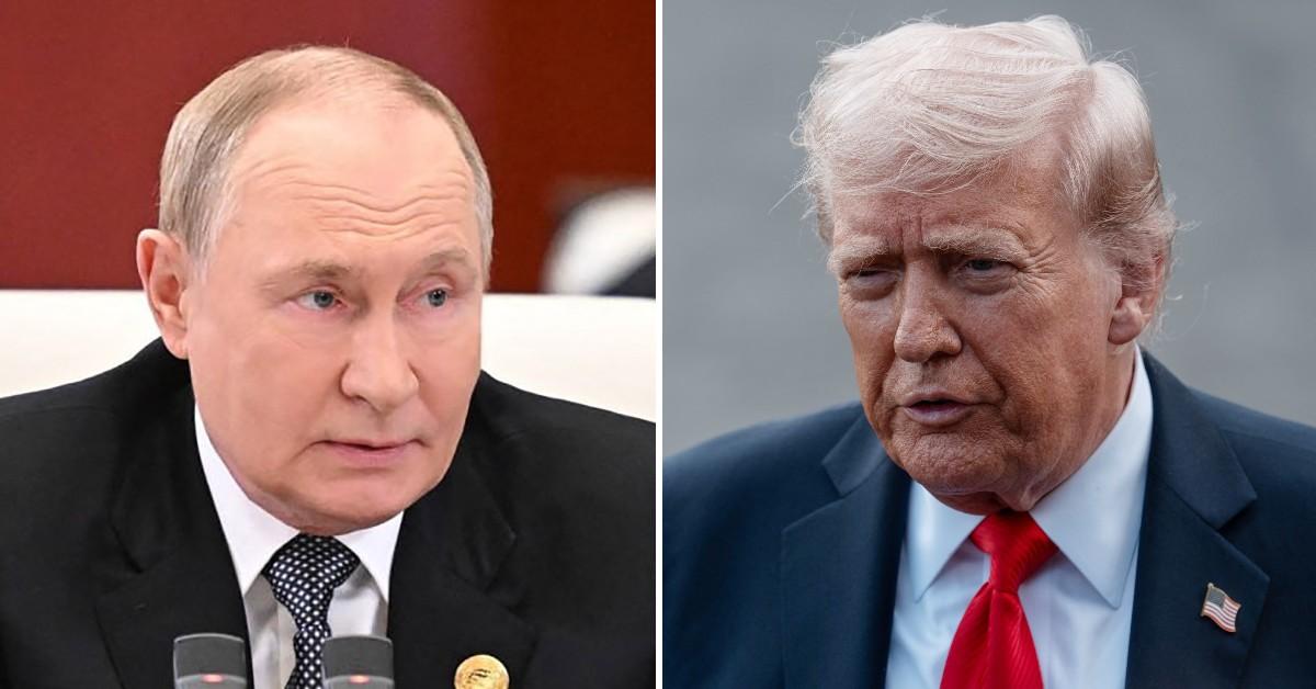 Split photo of Vladmir Putin, Donald Trump