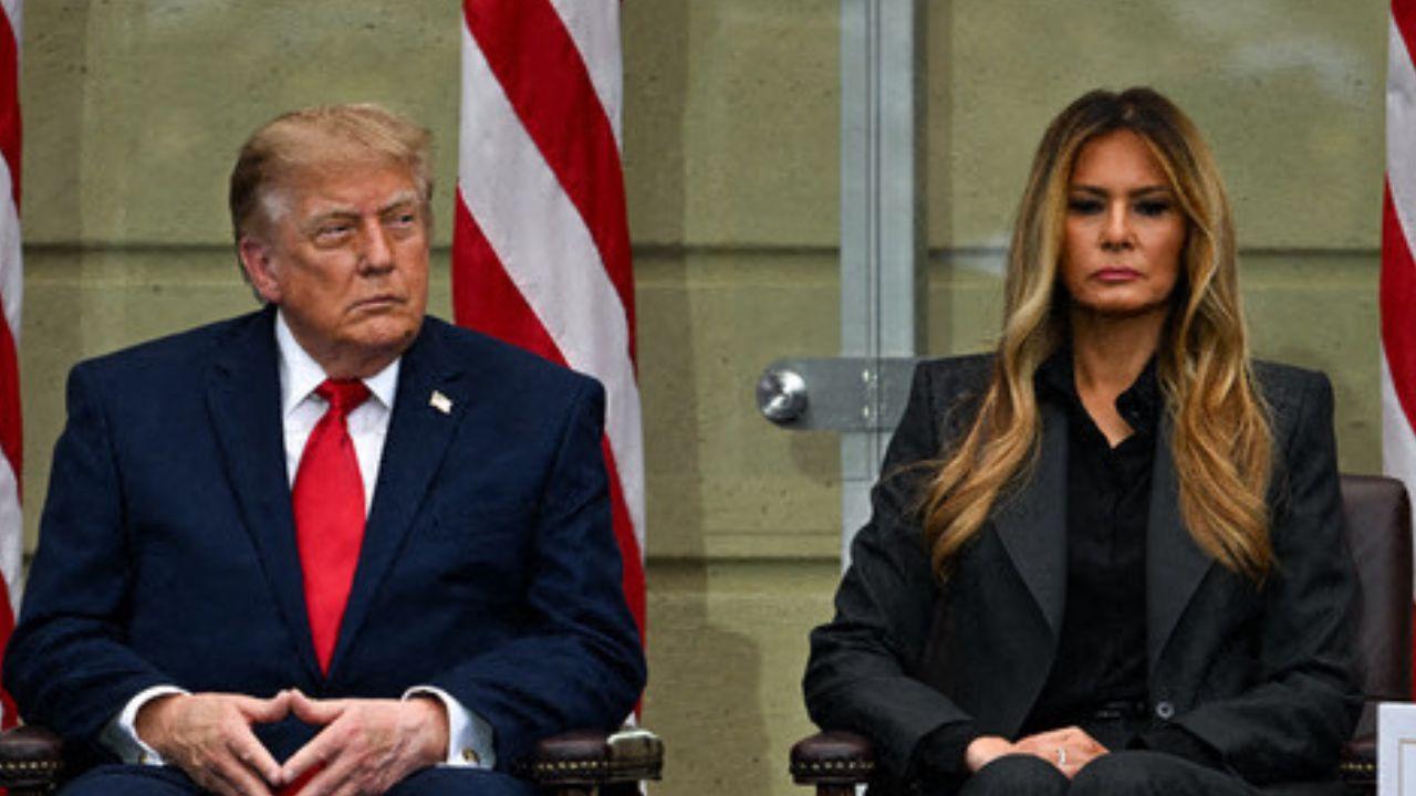 image of Donald Trump appeared to doze off while sitting beside First Lady Melania Trump during the 9/11 ceremony.