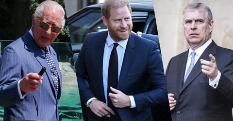 Split photos of King Charles, Prince Harry and Andrew Windsor
