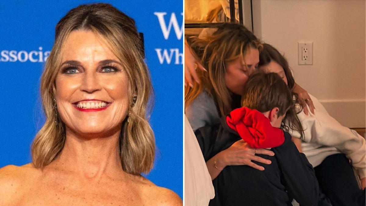 split image of Savannah Guthrie and Savannah Guthrie with her children