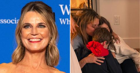 split image of Savannah Guthrie and Savannah Guthrie with her children