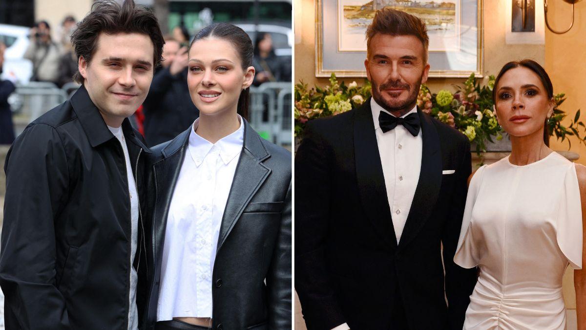 picture of Nicola Peltz, Brooklyn Beckham, Davd Beckham and Victoria Beckham