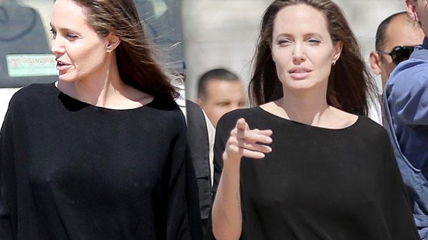 angelina jolie nipples boobs no bra