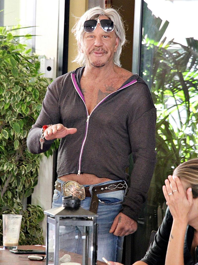 Unrecognizable Mickey Rourke Shows Manhood And Midriff