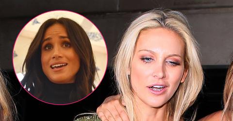 Stephanie Pratt and Charlotte Crosby at Dstrkt night club on November 2, 2016 in London, England;Meghan, Duchess of Sussex speaks to guests during an event to mark the launch of a cookbook with recipes from a group of women affected by the Grenfell Tower fire at Kensington Palace on September 20, 2018 in London, England.