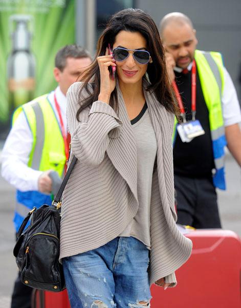 Amal Alamuddin Engagement Ring Heathrow