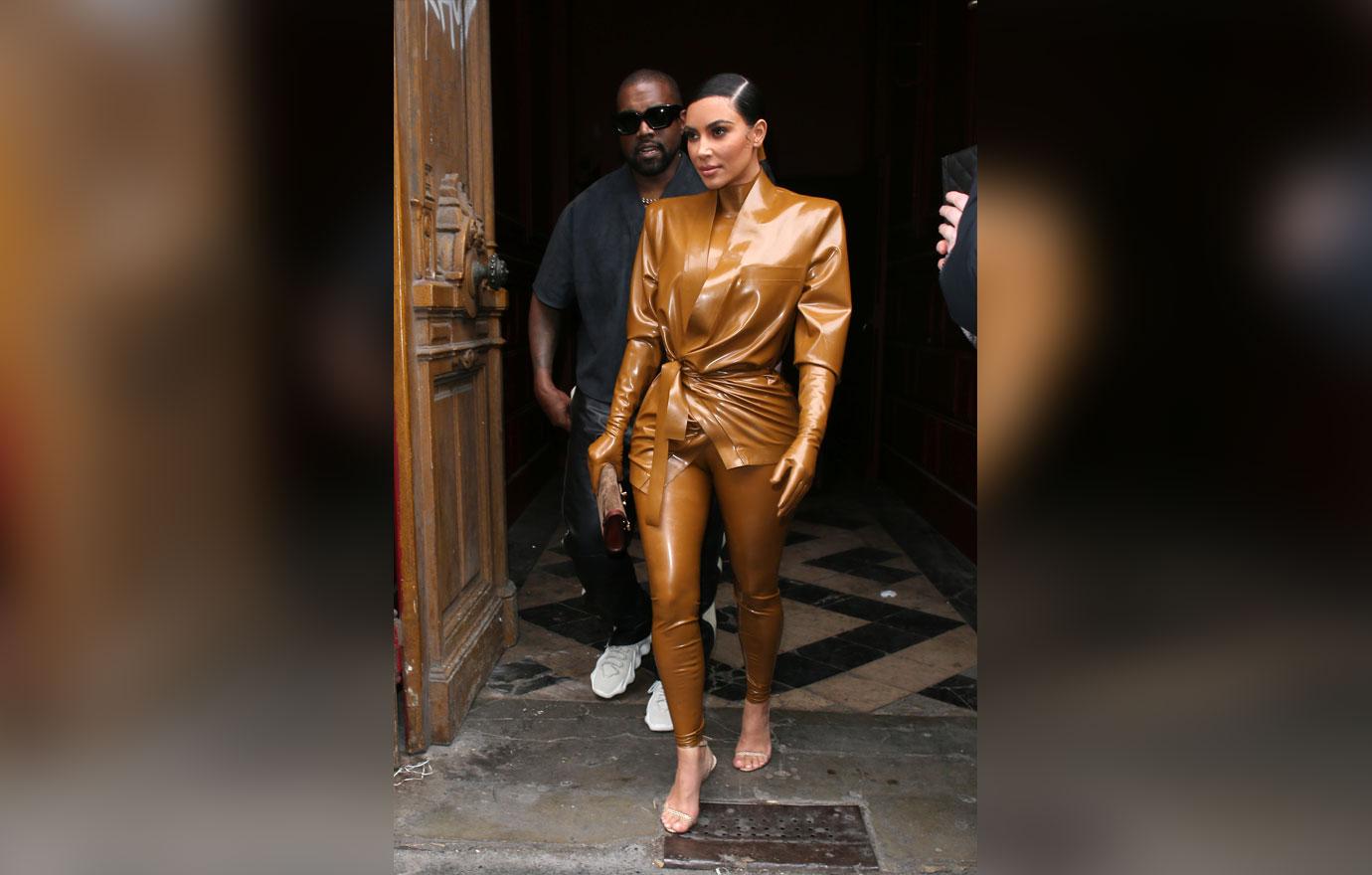 Kim Kourtney Latex Suits Attend Kanye's Church Service