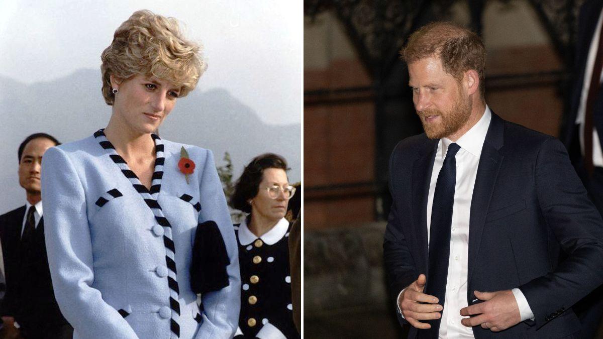 Split photos of Princess Diana and Prince Harry