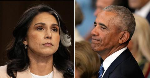 Composite photo of Tulsi Gabbard and Barack Obama