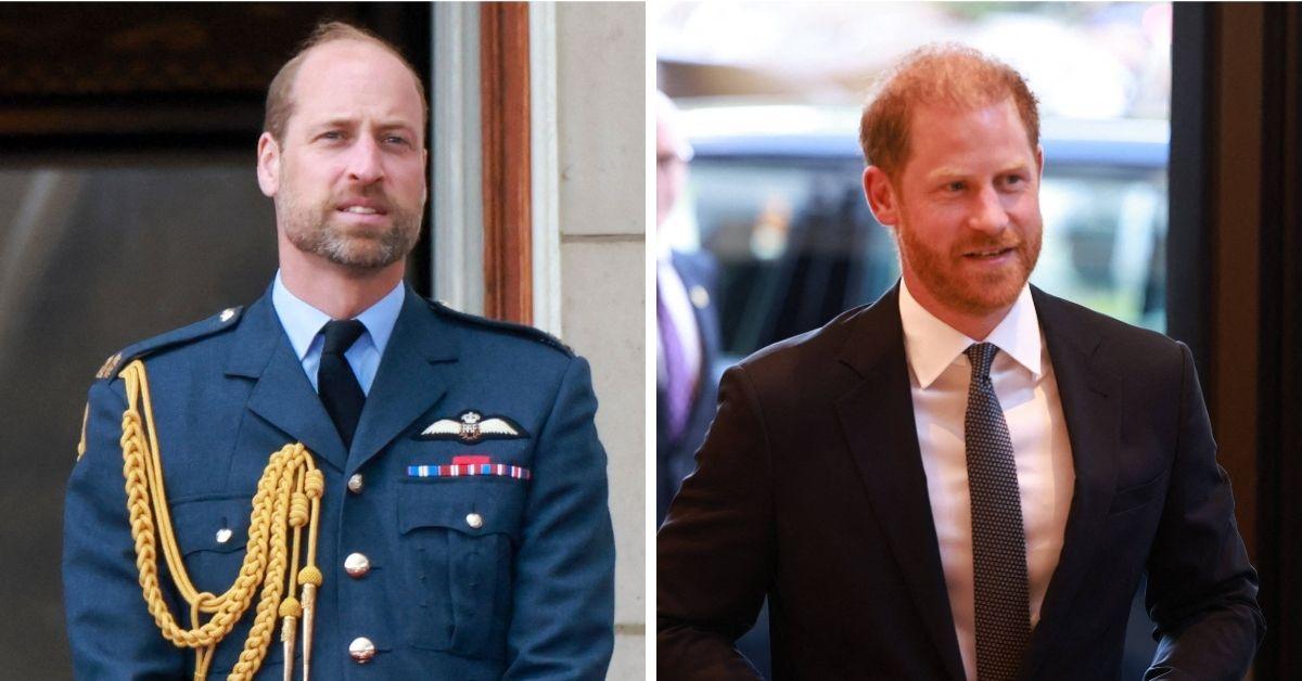 Split photos of Prince William and Harry 