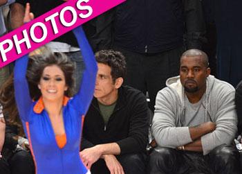 //kanye west eyes knicks cheerleaders wireimage